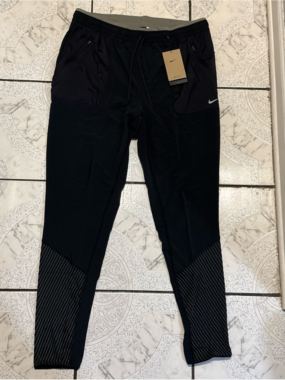 New Nike Dri-FIT Phenom Running Division Pants Black Mens Size L-Tall IM6282-010